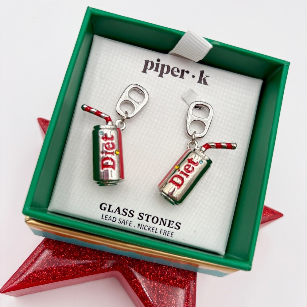 Piper K‎ Diet Soda Can Earrings Novelty Dangle Drop Fun Quirky Jewelry